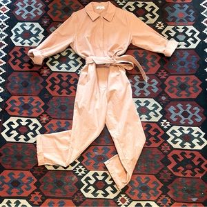 Pink zip-up jumpsuit